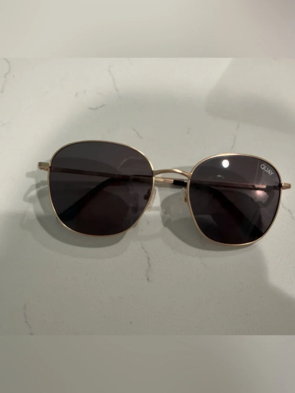 Quay Australia Gold Frame Sunglasses with Dark Lenses